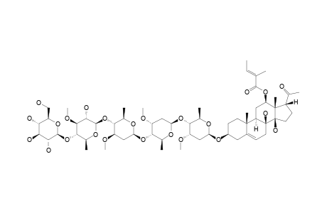 12-O-TIGLOYLISOLINEOLON-3-O-BETA-D-GLUCOPYRANOSYL-(1->4)-BETA-D-THEVETOPYRANOSYL-(1->4)-BETA-D-OLEANDROPYRANOSYL-(1->4)-BETA-D-CYMAROPYRANO