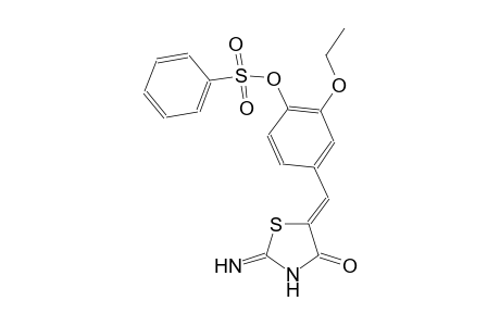 2-ethoxy-4-[(Z)-(2-imino-4-oxo-1,3-thiazolidin-5-ylidene)methyl]phenyl benzenesulfonate