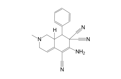 5,7,7(1H)-isoquinolinetricarbonitrile, 6-amino-2,3,8,8a-tetrahydro-2-methyl-8-phenyl-, (8R,8aS)-