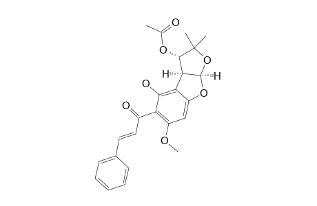 (+)-TEPHROPURPURIN;(+)-5'',5''-DIMETHYL-4''-ALPHA-ACETOXY-TETRA-HYDRO-FURANO-(2'',3''-B)-DIHYDRO-FURANO-(4',5'-H)-2'-METHOXY-6'-HYDROXY-CHALCONE