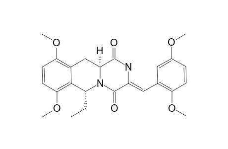 (+/-)-[6R*,11AS*,(3Z)]-3-(2,5-DIMETHOXYBENZYLIDENE)-6-ETHYL-7,10-DIMETHOXY-2,3,11,11A-TETRAHYDRO-6H-PYRAZINO-[1,2-B]-ISOQUINOLINE-1,4-DIONE