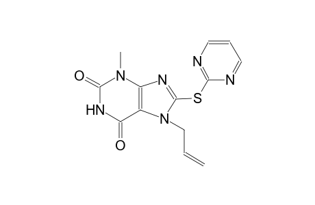 7-allyl-3-methyl-8-(2-pyrimidinylsulfanyl)-3,7-dihydro-1H-purine-2,6-dione