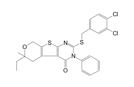 4H-pyrano[4',3':4,5]thieno[2,3-d]pyrimidin-4-one, 2-[[(3,4-dichlorophenyl)methyl]thio]-6-ethyl-3,5,6,8-tetrahydro-6-methyl-3-phenyl-