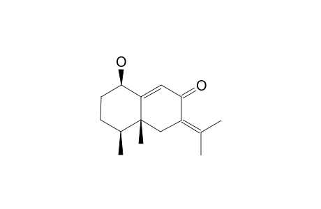 1-HYDROXYEREMOPHIL-7-(11),9-(10)-DIEN-8-ONE;MAJOR_EPIMER