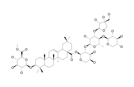 SCABEROSIDE-B7;3-O-BETA-[(6-O-METHYL)-GLUCURONOPYRANOSYL]-OLEANOLIC-ACID-28-O-[APIOFURANOSYL-(1->3)-[XYLOPYRANOSYL-(1->4)]-RHAMNOPYRANOSYL-(1->2)-