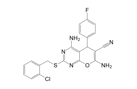 4,7-Diamino-2-[(2-chlorobenzyl)sulfanyl]-5-(4-fluorophenyl)-5H-pyrano[2,3-d]pyrimidine-6-carbonitrile