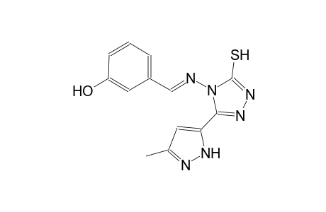 3-((E)-{[3-(3-methyl-1H-pyrazol-5-yl)-5-sulfanyl-4H-1,2,4-triazol-4-yl]imino}methyl)phenol