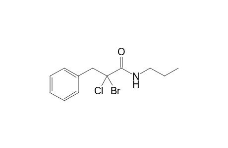 N-Propyl-2-bromo-2-chloro-3-phenylpropanamide