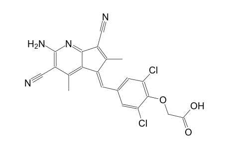 {4-[(E)-(2-amino-3,7-dicyano-4,6-dimethyl-5H-cyclopenta[b]pyridin-5-ylidene)methyl]-2,6-dichlorophenoxy}acetic acid