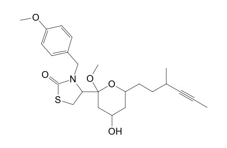 N-(p-Methoxybenzyl)-4-[2-methoxy-4-hydroxy-6-(3-methylhex-4-yn-1-yl)tetrahydropyran-2-yl]thiazolidin-2-one