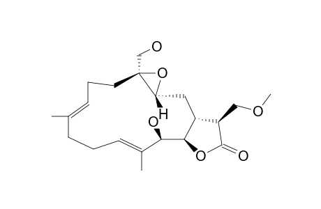 DURUMOLIDE-N;[1R*,3R*,4S*,13R*,14R*,15S*,(7E),(11E)]-13,18-DIHYDROXY-17-METHOXY-3,4-EPOXY-CEMBRA-7,11-DIEN-16,14-OLIDE