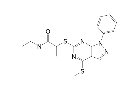 ALPHA-(4-METHYLTHIO-1-PHENYLPYRAZOLO-[3,4-D]-PYRIMIDIN-6-YLTHIO)-N-ETHYL-PROPANAMIDE