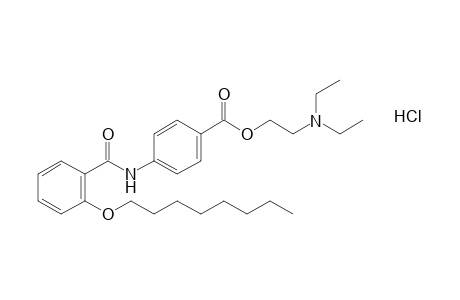 p-[o-(octyloxy)benzamide]benzoic acid, 2-(diethylamino)ethyl ester, hydrochloride