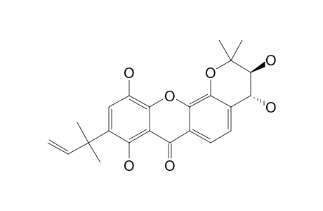 GARCIGERRIN-B;(3RS,4SR)-9-(1',1'-DIMETHYLPROP-2'-ENYL)-3,4-DIHYDRO-3,4,8,11-TETRAHYDROXY-2,2-DIMETHYLPYRANO-[3,2-C]-XANTHEN-7(2H)-ONE)