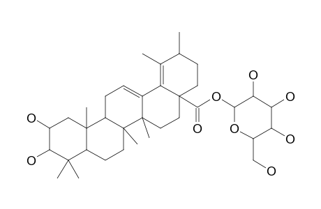 2-ALPHA,3-BETA-DIHYDROXYURS-12,18-DIEN-28-OIC_ACID_28-O-BETA-D-GLUCOPYRANOSYLESTER