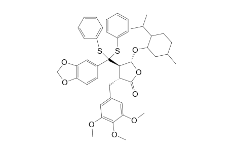 (-)-(3R,4R,5R)-3-(3',4',5'-Trimethoxybenzyl)-4-[3",4"-methylenedioxy-.alpha.,.alpha.-bis(phenylthio)benzyl]-5-(1-menthyloxy)butyrolactone