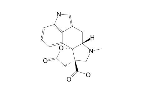 (+/-)-6-METHYL-8-BETA-CARBOXY-10-OXO-[8H,9H,12H]-FURANO-[C]-1,4,5-BETA-6,7,8-HEXAHYDROINDOLO-[4,3-EF]-INDOL