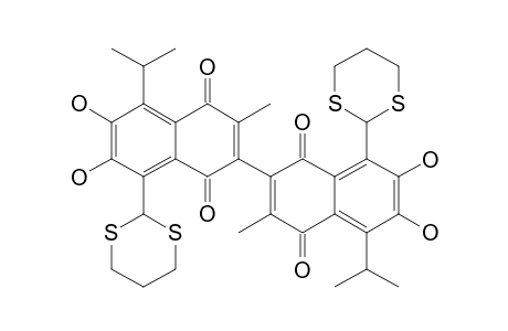 8,8'-BIS-[1,3]-DITHIAN-2-YL-6,7,6',7'-TETRAHYDROXY-5,5'-DIISOPROPYL-3,3'-DIMETHYL-[2,2']-BINAPHTHALENYL-1,4,1',4'-TETRAONE