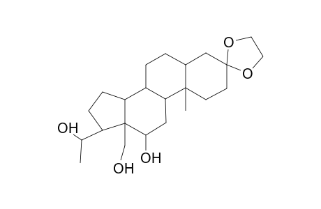 17-(1-hydroxyethyl)-10-methyl-13-methylol-spiro[1,2,4,5,6,7,8,9,11,12,14,15,16,17-tetradecahydrocyclopenta[a]phenanthrene-3,2'-1,3-dioxolane]-12-ol