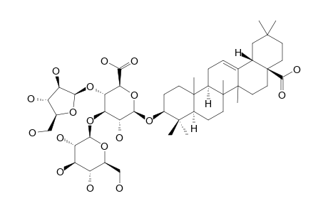 OLEANOLIC_ACID-3-O-[[ALPHA-L-ARABINOFURANOSYL-(1->4)]-BETA-D-GLUCURONOPYRANOSYL-(1->3)-BETA-D-GLUCURONOPYRANOSIDE];STIPULEANOSIDE_R1