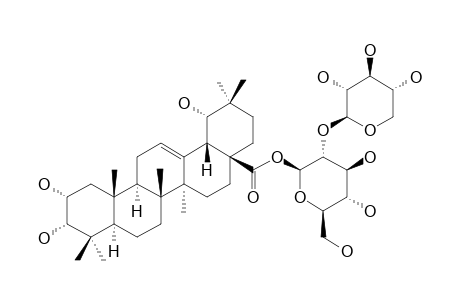 2-ALPHA,3-ALPHA,19-ALPHA-TRYHYDROXY-OLEAN-12-EN-28-OIC-ACID-28-O-BETA-D-XYLOPYRANOSYL-(1->2)-BETA-D-GLUCOPYRANOSYLESTER