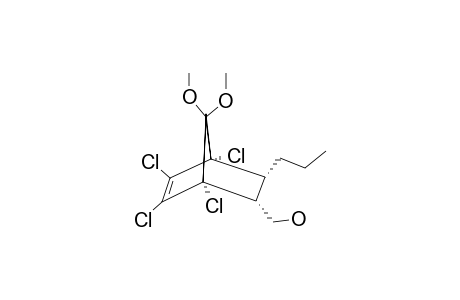 (+/-)-(1S*,4R*,5R*,6R*)-1,2,3,4-TETRACHLORO-5-HYDROXYMETHYL-6-PROPYLBICYCLO-[2.2.1]-HEPT-2-EN-7-ONE-DIMETHYLKETAL