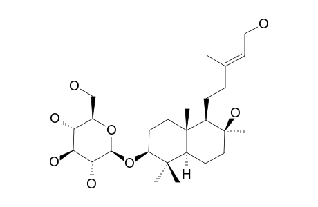 TRICALYSIOSIDE-U;3S,8S,11E,15-TRIHYDROXY-LABDENE-3-O-BETA-D-GLUCOPYRANOSIDE