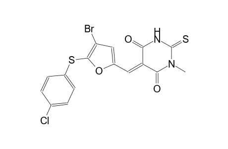 (5E)-5-({4-bromo-5-[(4-chlorophenyl)sulfanyl]-2-furyl}methylene)-1-methyl-2-thioxodihydro-4,6(1H,5H)-pyrimidinedione