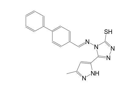 4-{[(E)-[1,1'-biphenyl]-4-ylmethylidene]amino}-5-(3-methyl-1H-pyrazol-5-yl)-4H-1,2,4-triazol-3-yl hydrosulfide