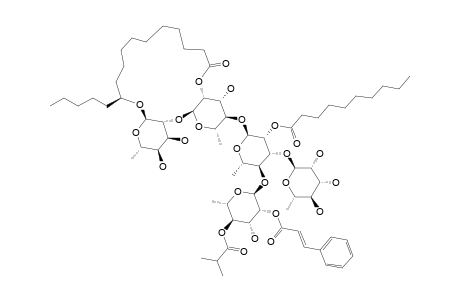 #4;PESCAPREIN_XIII;(11-S)-O-HEXADECANOIC_ACID-3-O-ALPHA-L-RHAMNOPYRANOSYL-(1->3)-4-O-[2-O-(TRANS-CINNAMOYL)-4-O-(2-METHYLPROPANOYL)-ALPHA-L-RHAMNOPYRANOSYL]-