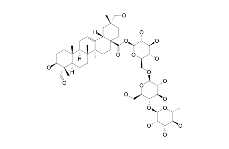 #5;ACANJAPOSIDE-H;3-BETA-HYDROXY-23-OXO-OLEAN-12-EN-28-OIC-ACID-28-O-[ALPHA-L-RHAMNOPYRANOSYL-(1->4)-BETA-D-GLUCOPYRANOSYL-(1->6)]-BETA-D-GLUCOPYRANOSIDE