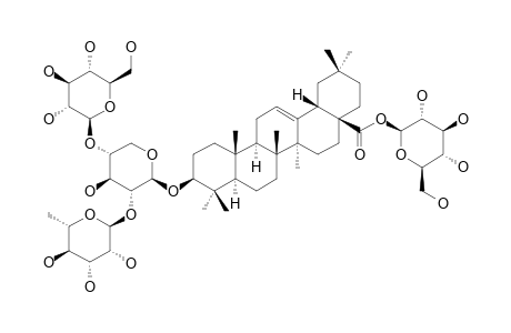 SQUARROSIDE-II;3-O-BETA-D-GLUCOPYRANOSYL-(1->4)-[ALPHA-L-RHAMNOPYRANOSYL-(1->2)]-BETA-D-XYLOPYRANOSYL-OLEANOLIC-ACID-28-BETA-D-GLUCOPYRANOSYLESTER