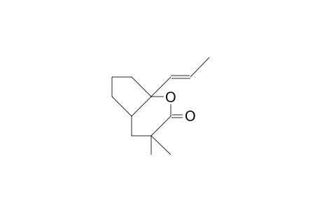 4,4-Dimethyl-1-(1(E)-propenyl)-2-oxa-bicyclo(4.3.0)nonan-3-one