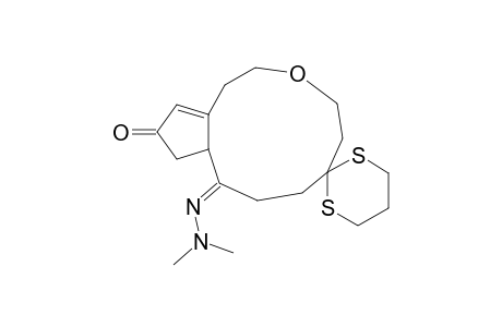 Spiro[2H-cyclopent[d]oxacycloundecin-9(4H),2'-[1,3]dithiane]-2,12(1H)-dione, 7,8,9a,10,11,12a-hexahydro-, 12-(dimethylhydrazone), (5Z,9aR*,12aS*)-(.+-.)-