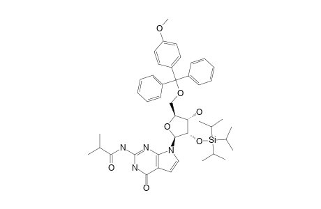 7-[5-O-(4-METHOXYTRITYL)-2-O-[TRIS-(1-METHYLETHYL)-SILYL]-BETA-D-RIBOFURANOSYL]-2-[(2-METHYLPROPANOYL)-AMINO]-3H-PYRROLO-[2,3-D]-PYRIMIDIN-4(7H)-ONE