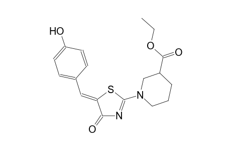 ethyl 1-[(5Z)-5-(4-hydroxybenzylidene)-4-oxo-4,5-dihydro-1,3-thiazol-2-yl]-3-piperidinecarboxylate