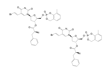 CYCLO-(3-METHYLSALIGENYL)-5'-O-(E)-5-(2-BROMOVINYL)-(2'-DEOXY-3'-O-L-PHENYLALANYLURIDINYL)-PHOSPHATE;3-ME-CYCLO-3'-O-L-PHE-BVDUMP