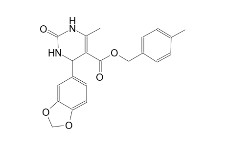 4-methylbenzyl 4-(1,3-benzodioxol-5-yl)-6-methyl-2-oxo-1,2,3,4-tetrahydro-5-pyrimidinecarboxylate