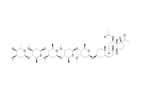 #7;12-O-ACETYL-PERGULARIN-3-O-ALPHA-L-CYMAROPYRANOSYL-(1->4)-BETA-D-OLEANDROPYRANOSYL-(1->4)-BETA-D-OLEANDROPYRANOSYL-(1->4)-BETA-D-CYMAROPYRANOSYL-(1->