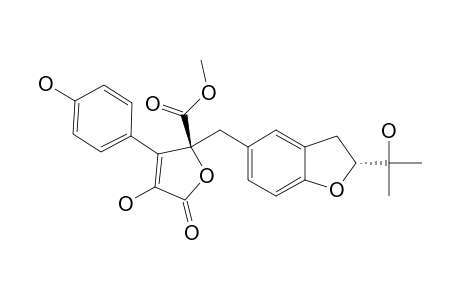 3-HYDROXY-5-[2-(1-HYDROXY-1-METHYLETHYL)-2R-2,3-DIHYDRO-BENZO-[B]-FURAN-5-YLMETHYL]-4-(4-HYDROXYPHENYL)-5-METHOXYCARBONYL-5R-2,5-DIHYDRO-2-FURANONE