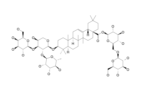 DECAISOSIDE-B;#2;3-O-ALPHA-L-RHAMNOPYRANOSYL-(1->2)-[BETA-D-GALACTOPYRANOSYL-(1->3)]-ALPHA-L-ARABINOPYRANOSYL-OLEANOLIC-ACID-28-O-BETA-D-GLUCOPYRANOSYL-(1->6)-