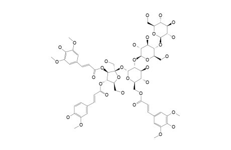 TRICORNOSE_K;3-O-(E)-SINAPOYL-[4-O-(E)-FERULOYL]-BETA-D-FRUCTOFURANOSYL-(2->1)-[BETA-D-GLUCOPYRANOSYL-(1->4)-BETA-D-GLUCOPYRANOSYL-(1->2)]-[6-O-(E