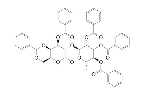 METHYL-O-(2,3,4-TRI-O-BENZOYL-ALPHA-L-RHAMNOPYRANOSYL)-(1->2)-3-O-BENZOYL-4,6-O-BENZYLIDENE-ALPHA-D-GALACTOPYRANOSIDE