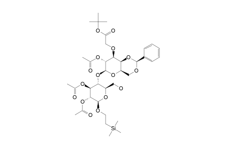 #10;2-(TRIMETHYLSILYL)-ETHYL-[2-O-ACETYL-4,6-O-BENZYLIDINE-[3-O-[(TERT.-BUTOXYCARBONYL)-METHYL]-BETA-D-GALACTOPYRANOSYL]-(1->4)-2,3-DI-O-ACETYL-BETA-D-GLUCOPYR