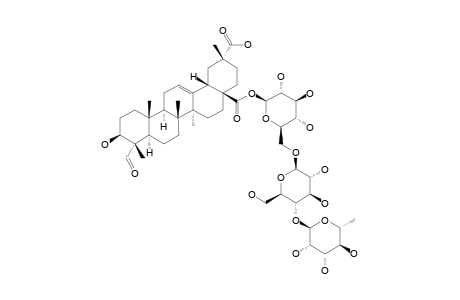 #6;ACANJAPOSIDE-I;3-BETA-HYDROXY-23-OXO-OLEAN-12-EN-28,29-DIOIC-ACID-28-O-[ALPHA-L-RHAMNOPYRANOSYL-(1->4)-BETA-D-GLUCOPYRANOSYL-(1->6)]-BETA-D-GLUCOPYRANOSIDE