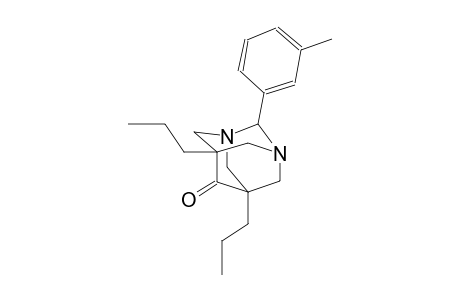 Tricyclo[3.3.1.1(3,7)]decan-6-one, 5,7-dipropyl-2-(m-tolyl)-1,3-diaza-