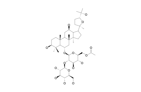 YESANCHINOSIDE-A;6-O-BETA-D-GLUCOPYRANOSYL-(1->2)-6-O-ACETYL-BETA-D-GLUCOPYRANOSYL-20(S),24(S)-EPOXYDAMMARANE-3-BETA,6-ALPHA,12-BETA,25-TETROL