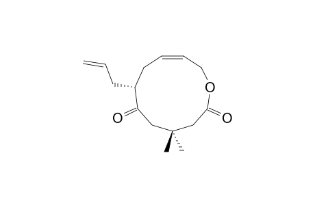 CIS-3,3-DIMETHYL-5-KETO-6-PROP-2'-ENYL-8-DECENOLIDE