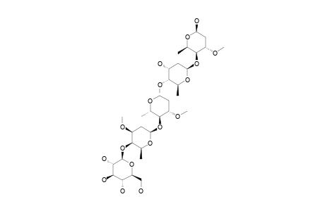 1;ADOLIGOSE-A;BETA-GLUCOPYRANOSYL-(1->4)-O-BETA-DIGINOPYRANOSYL-(1->4)-O-BETA-OLEANDROPYRANOSYL-(1->4)-O-BETA-DIGITOXOPYRANOSYL-(1->4)-O-BETA-SARMENTOSE