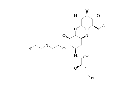 1-N-[(S)-4-AMINO-2-HYDROXYBUTANOYL]-6-O-[2-N-(2-ETHYLAMINO)-ETHYLAMINO]-NEAMINE